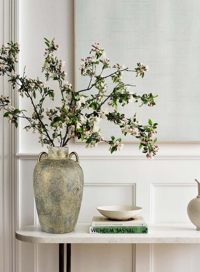 مزهرية سيراميك كبيرة، ارتفاعها 11.2 بوصة، مزهرية ريفية أنيقة، مزهرية زهور عتيقة ذات ذراعين، مزهريات تيراكوتا مطلية بالكهرباء، مناسبة للمنزل، غرفة المعيشة، الرفوف، المدفأة، المدخل، حفلات الزفاف، ديكور الطاولة - Image 5